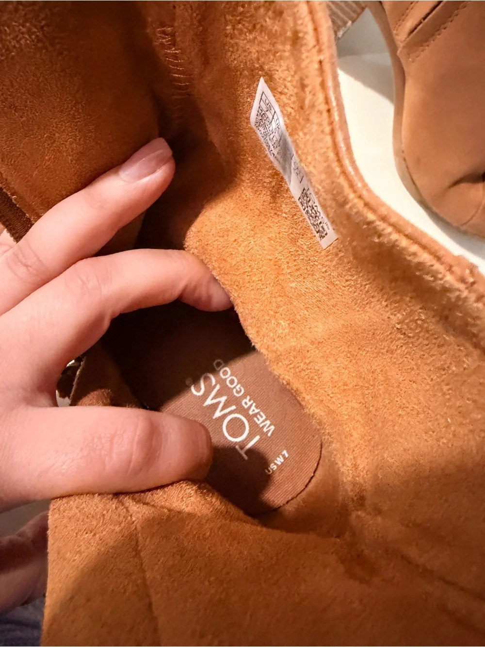 TOMS Tan Leather Block Heel Ankle Boot